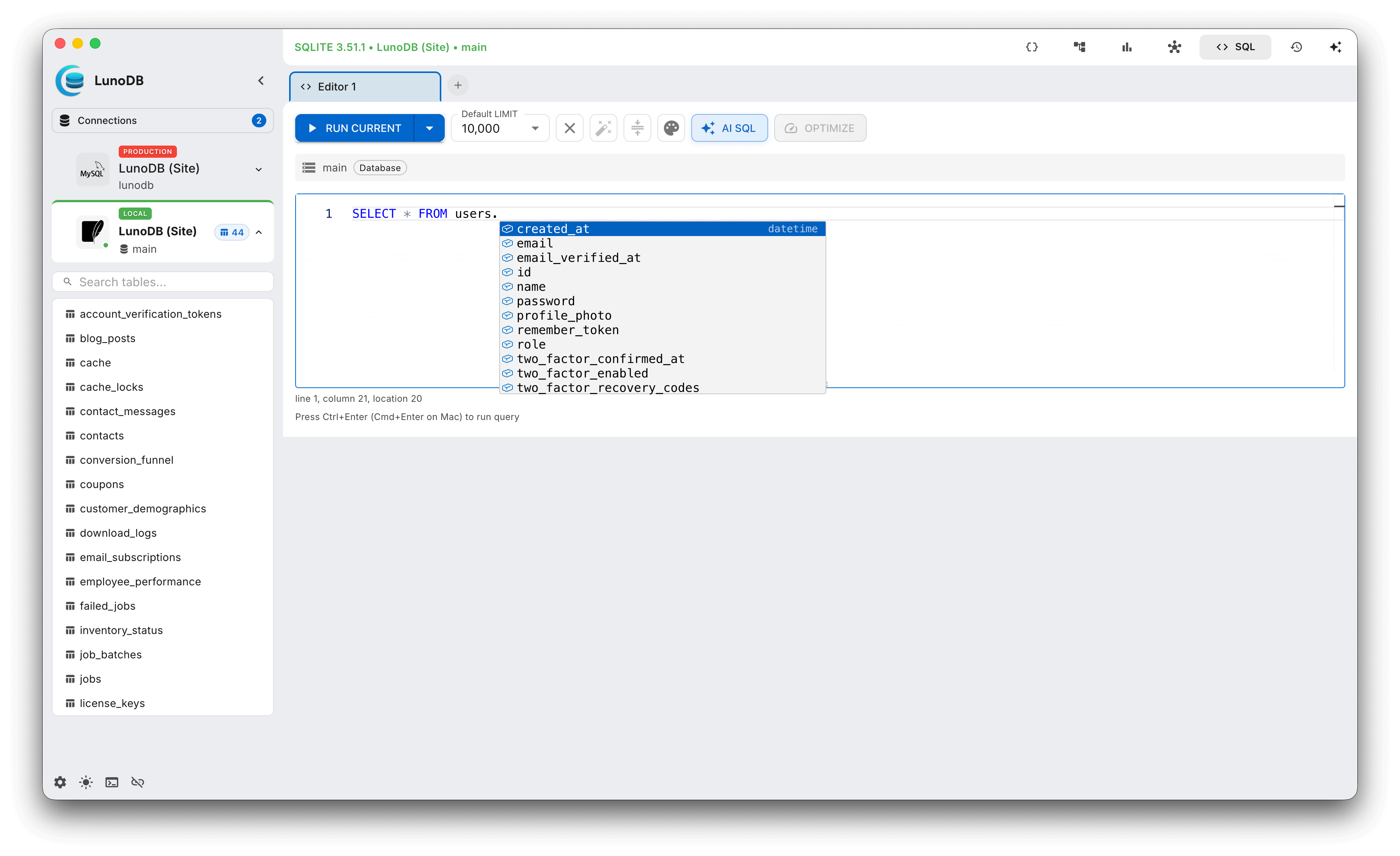 Smart Autocomplete — light theme
